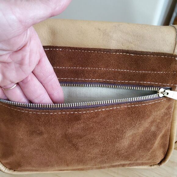 60s/ 70 Leather & Suede Shoulder Handbag Top Flap Purse Artisan Crafted OOAK Vtg - Picture 11 of 16